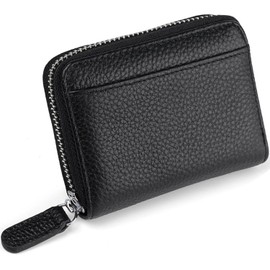 Women's Purse with RFID Protection, Small Genuine Leather, Women's Purse with Zip and Many Compartments, Mini Wallet Women's Small for Women Girls, 01-black, S, Casual
