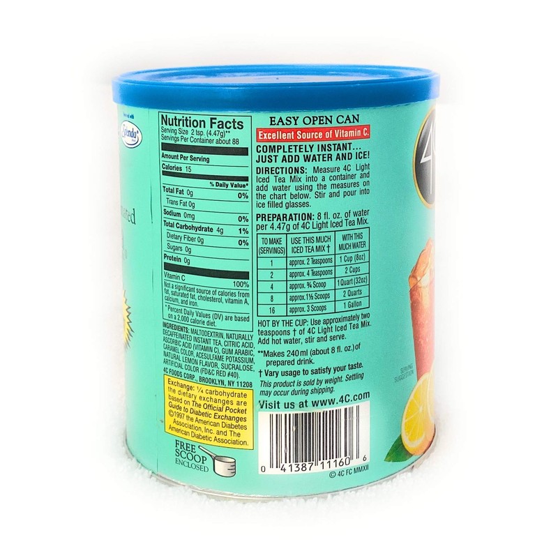 4C Zero Sugar Powdered Drink Mix Cannisters, Zero Sugar Decaffeinated