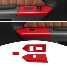 PDKLIN for Mustang Power Window Switch Panel Cover Trim Red for Ford Mustang 2010 2011 2012 2013 2014 Red Interior Accessories