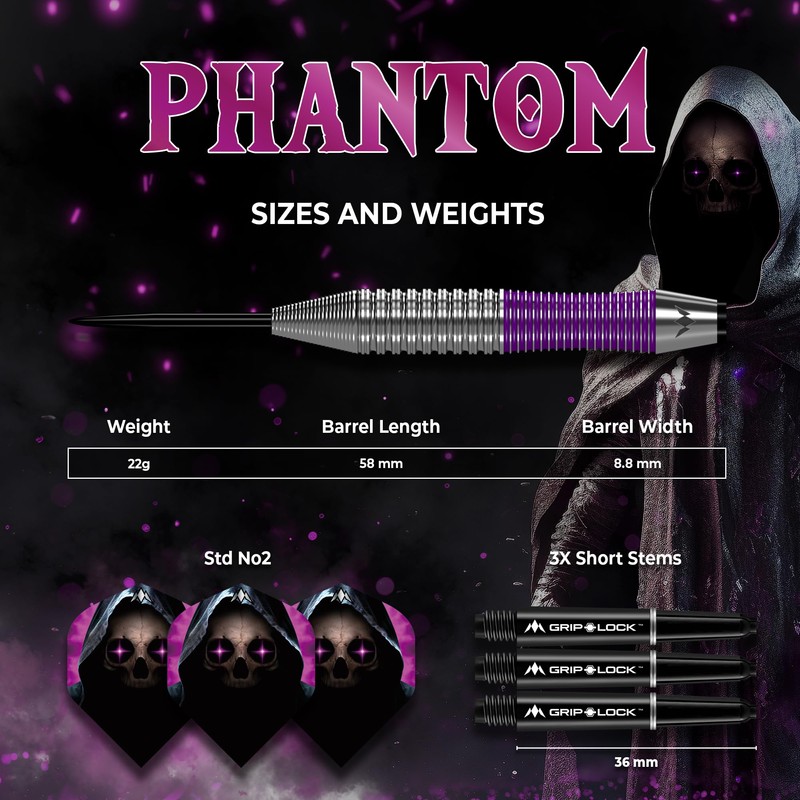 Mission | Phantom Darts | Silver & Purple | Brass