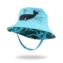 Pesaat Cotton Baby Sun Hat Wide Infant Toddler Sun Hat for Boys Girls Outdoor Beach Child Bucket Spring Summer 0-2 Years (Whale, 20.5"(2-4 Years))