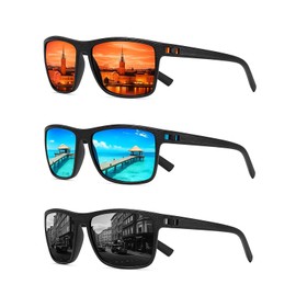 YONEEKSS 3 Pack Polarized Sunglasses for Men and Women, Lightweight Rectangular Sun Glasses with UV Protection for Driving Fishing Running Golf