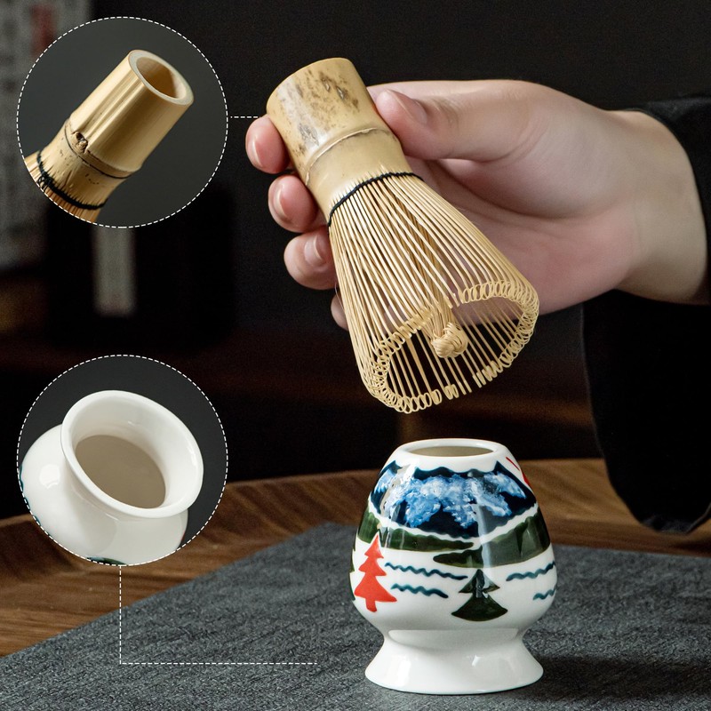 Hijaunatis Fuji Mountain Matcha Bowl Set – 6-Piece Japanese Tea