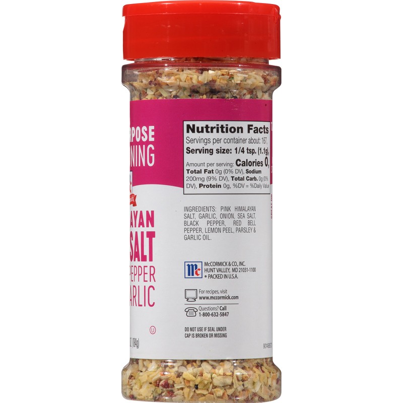 McCormick Black Pepper Garlic Himalayan Pink Sea Salt, 6.5 Ounce