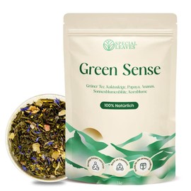 Special Leaves Green Sense Green Tea, 75 g Loose Fruit Tea with Guava, Pineapple and Melon, Fruity Mix with Green Tea and Flowers, Refreshing Enjoyment for Hot or Cold Tea