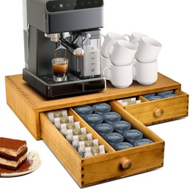 NANXITU K Cup Storage Organizer,Wood Coffee Pod and Tea Bag Holder,Kcup Drawer Coffee Maker Stand,Home Kitchen Counter Holds Up to 30 Pods Capacity