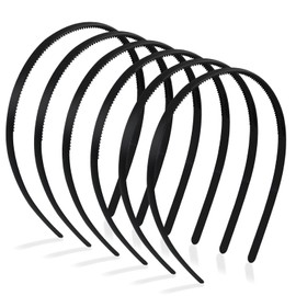 Pack of 6 Hair Bands, Plastic Simple Headbands, Black Plastic Hair Band, Non-Slip with Thin Teeth, for Women, Girls, Ladies, Plain Headbands