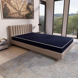 Treaton, 5-Inch Medium Firm Double Sided Tight top Foam Rolled Vinyl Mattress, Twin XL, Blue