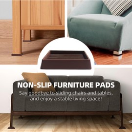 CalPalmy 3X3 Square Rubber Furniture Caster Cups with Anti-Sliding Floor Grip (Set of 8) - Customer Trusted Floor Pads for Furniture Legs and Furniture Floor Protectors