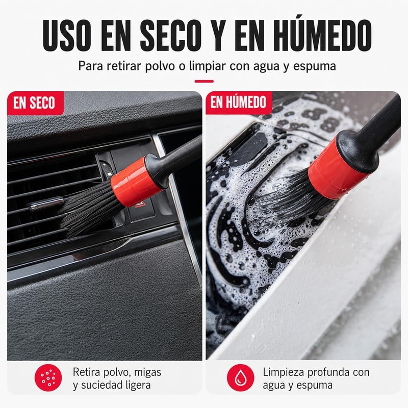 10 Brochas para Detallado Automotriz, Cepillos Suaves Microfibra