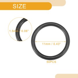 Partuto Pack of 50 11 mm ID x 1.5 mm CS Universal Car O-Ring Seal - Car Tap Repair Truck SUV Trailer Pipe Seal Waterproof - NBR Rubber Black