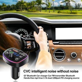 Transmitter for Car - Wireless Car Music Connector FM Radio Transmitter with Double USB Port - Multifunctional Auto Music Adapter with PD Charging Source for Auto, Trucks
