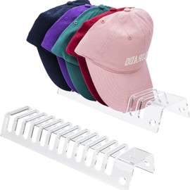 AOOMO Hat Stand for Baseball Caps, No Install Acrylic Hat Organizer for 12 Baseball Caps, Hat Racks for hat Display and Organizer for Bedroom, Closet, Dresser, Office (2)
