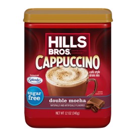 Hills Bros Instant Sugar-Free Double Mocha Cappuccino Mix, Easy to Use, Enjoy Coffeehouse Flavor from Home, Frothy and 10 g of Carbs, 12 Oz