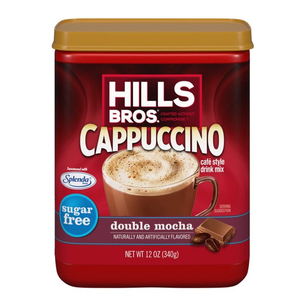 Hills Bros Instant Sugar-Free Double Mocha Cappuccino Mix, Easy to Use, Enjoy Coffeehouse Flavor from Home, Frothy and 10 g of Carbs, 12 Oz