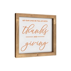 pechpell Wooden Thanksgiving Sign, 8" Thanks Giving Wall Decor, Indoor Thankful Wood Decorative Signage Table Wall Art Rustic Farmhouse Decorations For Home