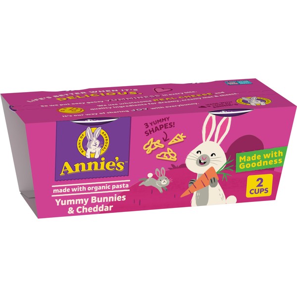 Annie's Yummy Bunnies & Cheddar Macaroni and Cheese, Microwavable Dinner, 2 Cups, 2.8 oz.