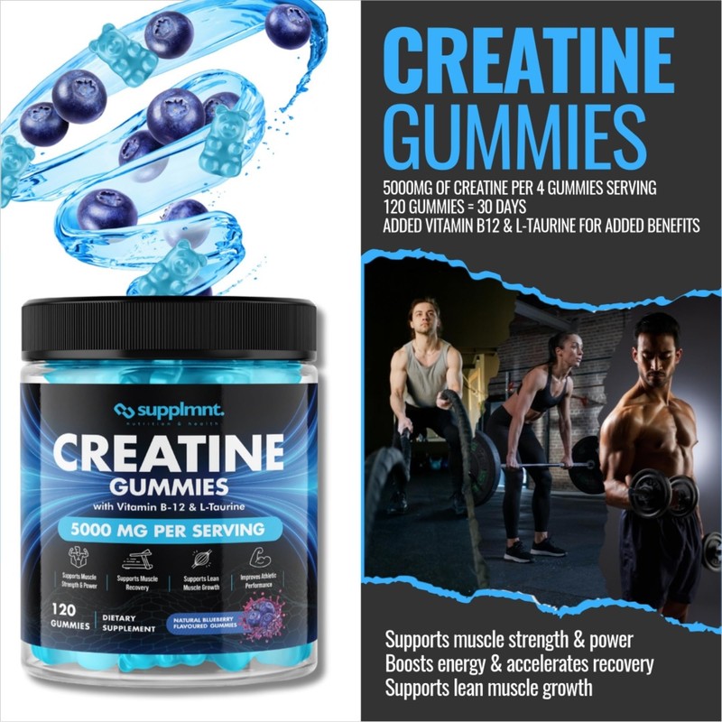 2 x Creatine 120 Gummies Max 5000mg for Men &