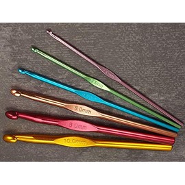 Premium Crochet Hooks, 6 x Crochet Hooks, 3.0-10 mm, Aluminium, Organza Bag, Knitting Needles