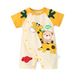 LIKPOJA Newborn Baby Clothes Set Unisex Baby Onesie Costume One-Pieces Summer Short Sleeve Jumpsuit Giraffe Rompers for Baby Boys and Girls Gifts(Giraffe B,9-12 Months)