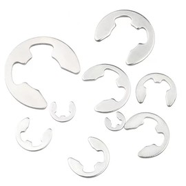 HELVAK E-Clip 100 Pcs Stainless Steel E-Type Snap Ring Repair Parts Fastening Snap Ring E-Type Retaining Ring Durable Oil Resistant Silver - Size: (M5mm)