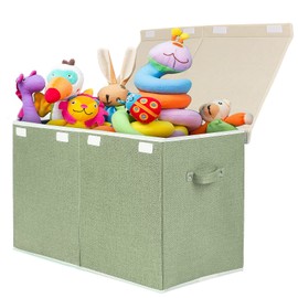 popoly Large Toy Box Chest with Lid, Collapsible Sturdy Toy Bin Storage Organizer Boxes Baskets for Kids, Boys, Girls, Nursery, Playroom, 25"x13" x16"