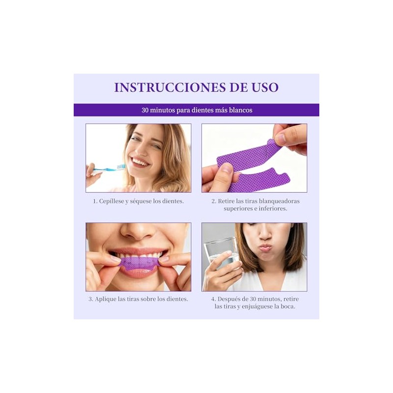7 Pares 14 Unidades,Purple Teeth Whitening Strips, Tiras Blanqueadoras De
