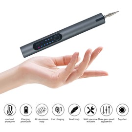 Electric Engraving Pen Set, Cordless Engraving Tool, Mini Engraving Pen, Wood Carving Set with 35 Bits and Accessories for Carving Metal, Plastic, Jewellery, Ceramic, Stone Nails (Black)