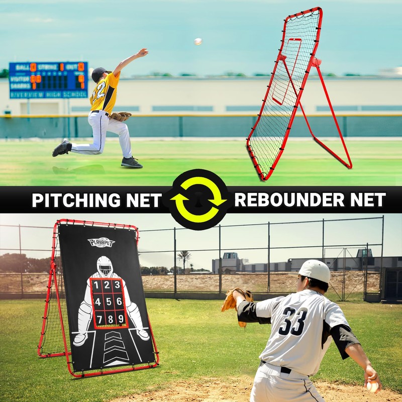 PLAYAPUT 2 in 1 Baseball Rebouder Net and Pitching Net,