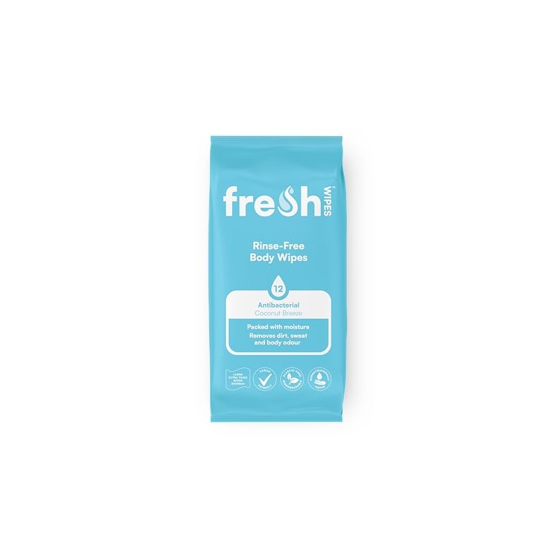 FreshWipes Antibacterial Body Wet Wipes For Adults 1 Pack (12