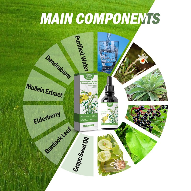 Mullein Leaf Extract For Lungs, Clearbreath Dendrobium & Mullein Extract