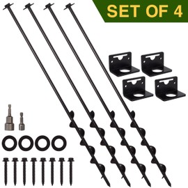 VASGOR 24” Mobile Home Anchors - Ground Anchor Screw in with Brackets and Adapter for Drill - Earth Anchors - Storage Shed and Swing Anchor Kits
