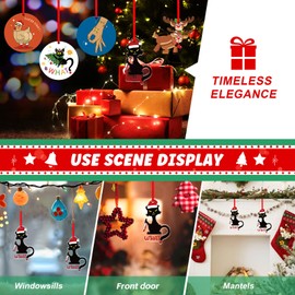 WhatSign Funny Cat Christmas Ornament 2024 - Black Cat Christmas Tree Ornament Acrylic Christmas Hanging Decoration Black Kitten Decor Funny Gifts for Cat Lovers Kids Women Friend BFF Bestie