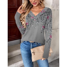 Zeagoo Long Sleeve Shirts Trendy Outfits for Women 2025 Basic V Neck Lightweight Basic Layer Tops