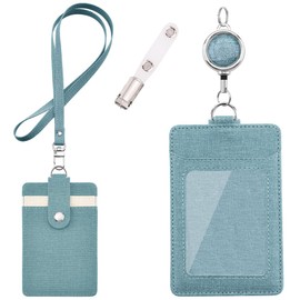 RJ-Sport Badge Holder with Retractable Reel, Clip Strap, Chest Pocket Clip, Horizontal/Vertical, Double Sided, ID Card Holder, Name Badge, Commuter Pass Holder (Vertical, Green)