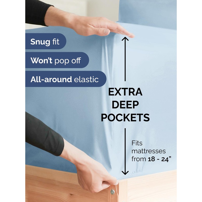 Extra Deep Split King Sheet Set - 7 Piece Breathable