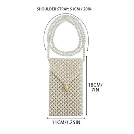 SHESRA Luxury Pearl Bag Chain Bag Purse Bags, Artificial Pearl Clutch Crossbody Handmade Bags Evening Bags for Party Wedding Bridal Party Travel Prom 56, White
