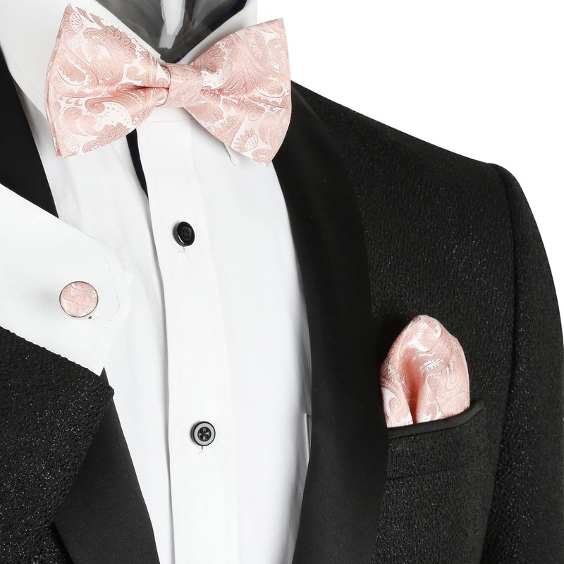 Alizeal Mens Gradient Paisley Bow Tie Pre Tied Pocket Square