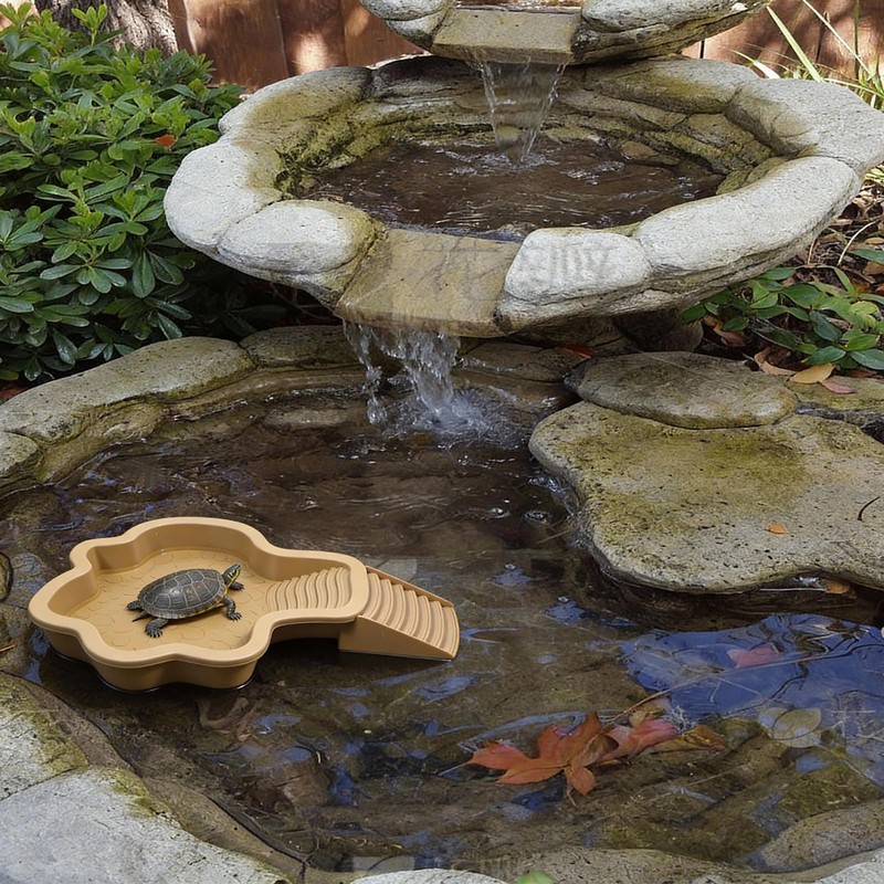 Large Turtle Bathing Pool with External Ramp - 11.2"x13.8"x1.7" Dual