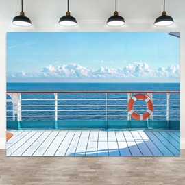 Cruise Ship Theme Party Backdrops for Photoshoot, Nautical Cruise Birthday Party Picture Decorations Wall Backdrop for Photography Decor Banner, Photographic Studio Photo Backgrounds 7X5 FT