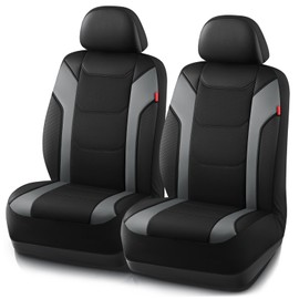 Rubbermaid Leather Car Seat Cover – Universal Front Seat Cover, Airbag Compatible, Easy to Install, Water-Resistant and Durable Automotive Seat Cover for Cars, Trucks, SUVs, Vans – Gray