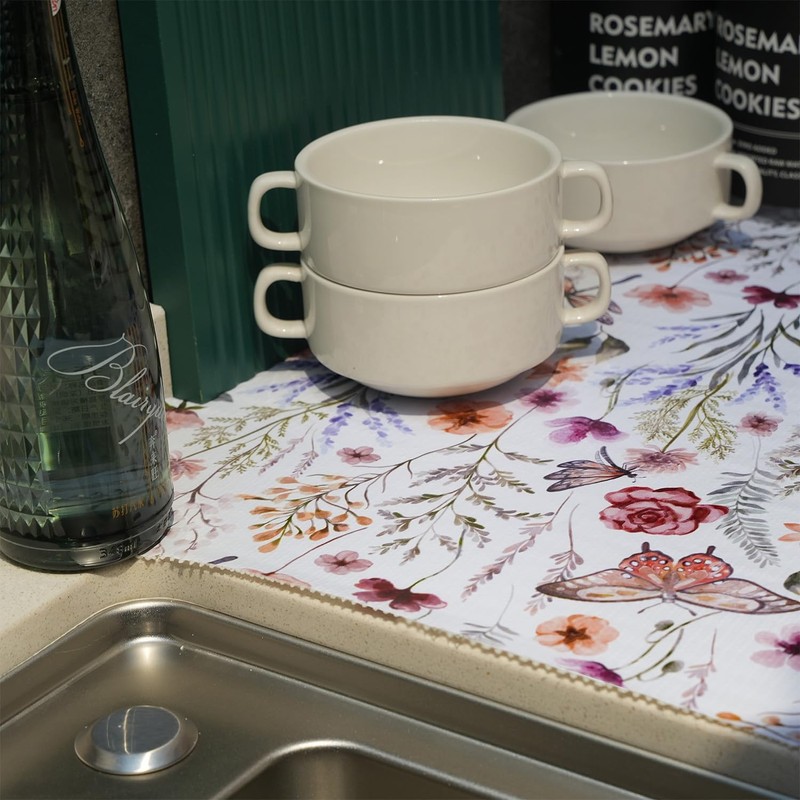 Floral Shelf and Drawer Liner for Kitchen Cabinets,12IN x 20FT