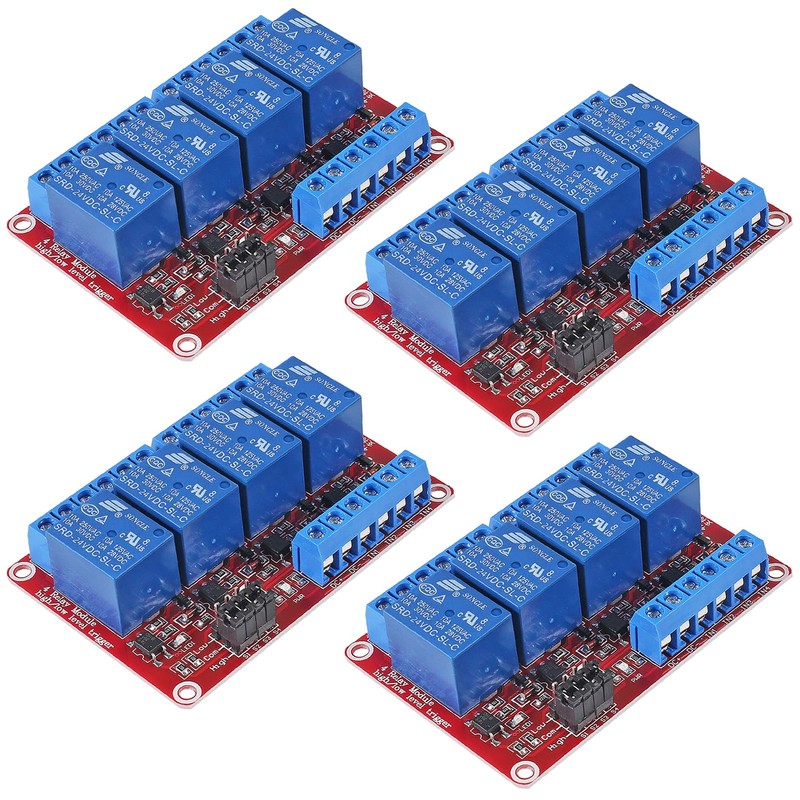 DWEII 4pack 4 Channel 24V Relay Module with Optocoupler High