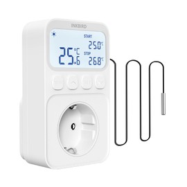 Inkbird ITC-C216T Thermostat Socket, Temperature Controller with Sensor, Temperature Controller with Timer Heating Cooling LCD Screen, for Fridge, Reptile