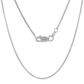 Sterling Silver 1mm Box Chain Necklace with lobster claw clasp Nickel Free Italy 20 inch
