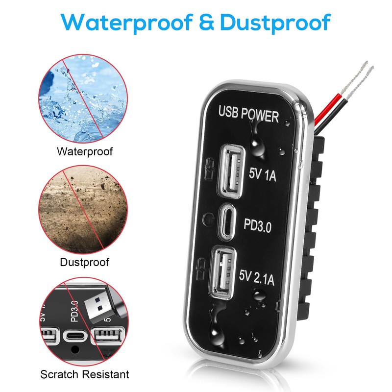 Linkstyle USB Charger Outlet, Quick Charge PD3.0 Type C &
