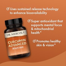 Dr. Mercola Curcumin Advanced - 30 Capsules - 500 Mg Microactive Curcumin Per Capsule - Sustained Release for Maximum Absorption by Dr. Mercola