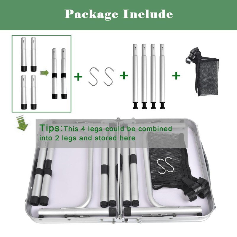 Small Folding Camping Table 2ft, Portable Pinic Table Adjustable Height