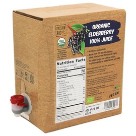 Organic Elderberry Juice Box 101.4 Fl Oz | Pure Fruit Juice, Not From Concentrate | Organic, Vegan, Non-GMO | No Added Sugar, Easy-Pour Tap Packaging