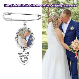 Wedding Bouquet Photo Charm for Bride Bridal Bouquet Memorial Charm for Wedding Bouquet Charms for Wedding Memory DIY Brooch Pin Making Kit Lacy Picture Frame for Wedding Bridal Shower Bride Gifts